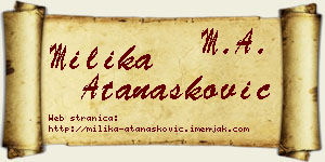 Milika Atanasković vizit kartica